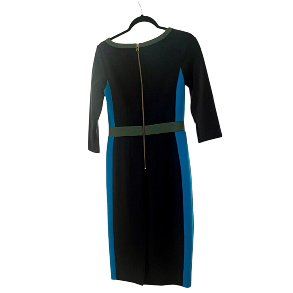 BODEN Leah Ottoman COLORBLOCK BLUE Green Lagoon Stretch sheath DRESS 4P NWT - Picture 6 of 8